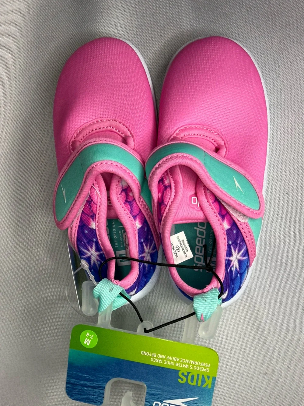Speedo Kids Pink Water Shoes with Teal Strap Accents